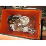 7 x boxes of decorative china and glassware, commemorative ware etc.