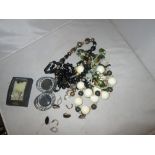 Assorted costume jewellery : odd silver included, necklaces, rings, bracelets,