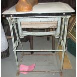 Vintage metal and enamel top laundry table / mangle