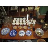 Various advertising milk bottles & feeding cups, blue and white china souvenir ware,