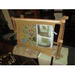 Painted bedside cupboard & tapestry frame