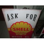 Vintage style painted metal advertising sign : Shell Oil