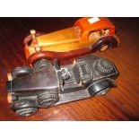 2 x carved novelty car ornaments