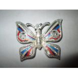 Thomas Sabo modern silver and enamelled butterfly pendant