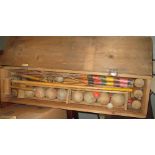 Vintage croquet set in wooden box