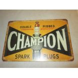 Vintage style painted metal sign : Champion Spark Plugs
