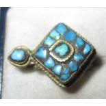 Vintage South East Asian brass ring set with turquoise