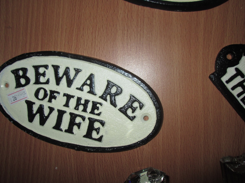 Cast iron sign : Beware of Wife