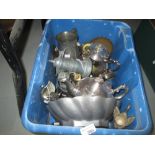 Box of plated & pewter ware