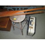 Vintage suitcase, stool,