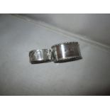 2 x silver serviette rings