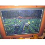 Pastel painting by Mary Beresford Williams picking Daffodils at Newlyn F&G