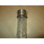 Silver serviette ring & silver lidded & cut glass jar
