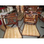 Reproduction mahogany table & four side chairs,