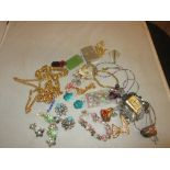 Assorted costume jewellery : necklaces, bracelets, earrings etc.