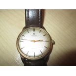 9 ct gold case Omega gents wristwatch with later leather strap