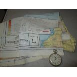 World War II era Air Ministry stop watch & silk pilots map : China Part of French Indo China