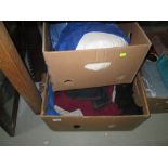 3 x boxes of assorted material and clothing