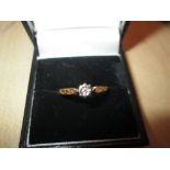 18 ct gold ring set with single diamond size 53 1.