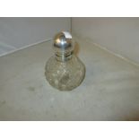 Silver top cut glass scent bottle (stopper missing) Sheffield Dixon & Sons 1907