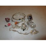 Bag of modern silver and white metal costume jewellery, bracelets, earrings, necklaces etc.