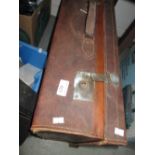 Vintage leather suitcase of pictures