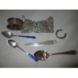 Bag of assorted silver teaspoons etc.