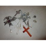 Various silver and other metal St Christophers & crucifixes
