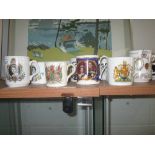 Shelf of assorted commemorative ware