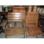 2 x Pairs of folding wooden garden chairs