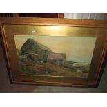 Warren Williams 1898 watercolour mill scene framed & glazed 38 cms x 62 cms