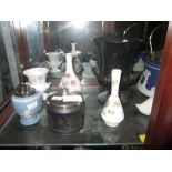 Shelf of assorted decorative china : Jasperware,