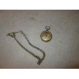 Silver plated watch chain & silver case fob watch