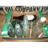 Box of assorted advertising and other bottles : Kerswell,