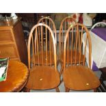 Set of four stick back Ercol dining chairs