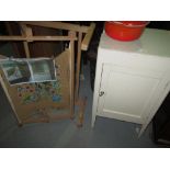 Painted bedside cupboard & tapestry frame