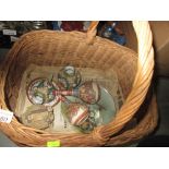 Wicker shopping basket, Japanese Satsuma vases etc.