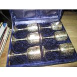 Silver plated goblets,