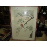 Early 20th century Japanese watercolour : Birds on a Bough