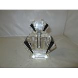 Large black & clear cut glass Art Deco style scent bottle