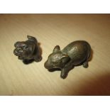 Vintage bronze mouse ornament & one other