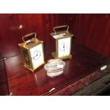 2 x 20th century carriage clocks & Ronson silver plated table lighter