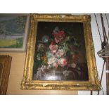 Victorian still life oil on canvas in gilt gesso frame 75 cms x 60 cms