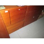 Retro teak Ladderax style modular units : 2 x fall front cupboard,