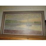 Mary Beresford William charcoal & chalk picture & oil on canvas estuary scene