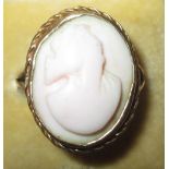 9 ct foreign unmarked gold cameo brooch size 58, 4.