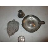 Silver mesh coin purse & odd scrap silver 56 g