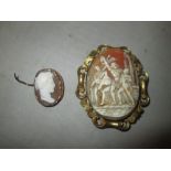 2 x Victorian cameo brooches (larger on pinchbeck)