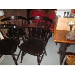 Oak refectory table and four dining chairs