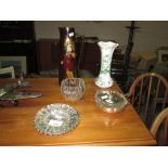 Assorted silver plated ware & Mr Micawber Jug & vase